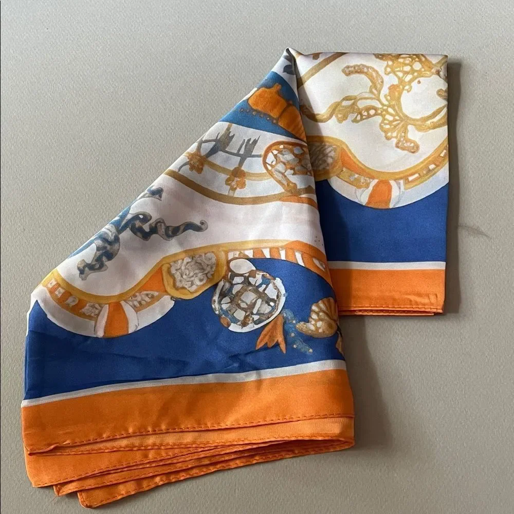 Orange & Blue Patterned Scarf N1439
